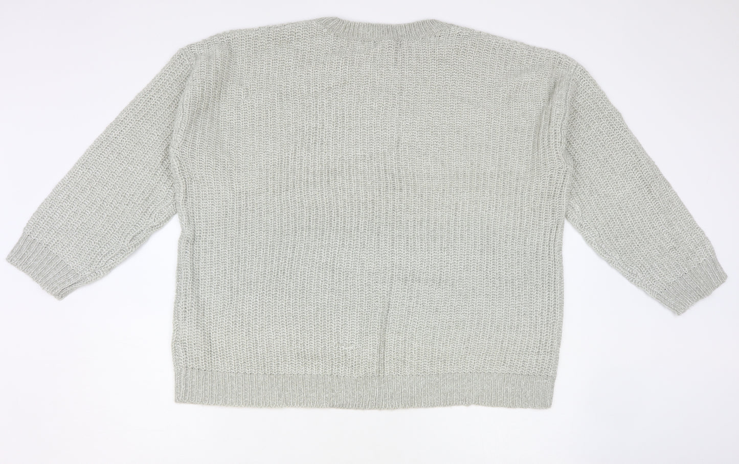 New Look Womens Grey Round Neck Acrylic Pullover Jumper Size L