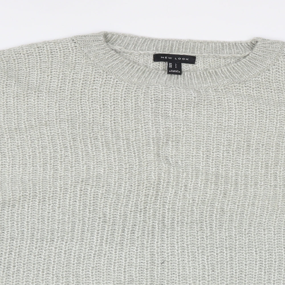 New Look Womens Grey Round Neck Acrylic Pullover Jumper Size L