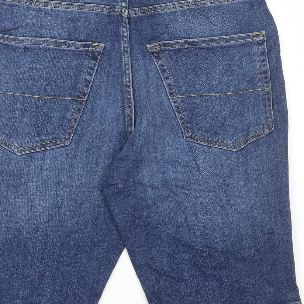 Marks and Spencer Mens Blue Cotton Bermuda Shorts Size 30 in L11 in Regular Button