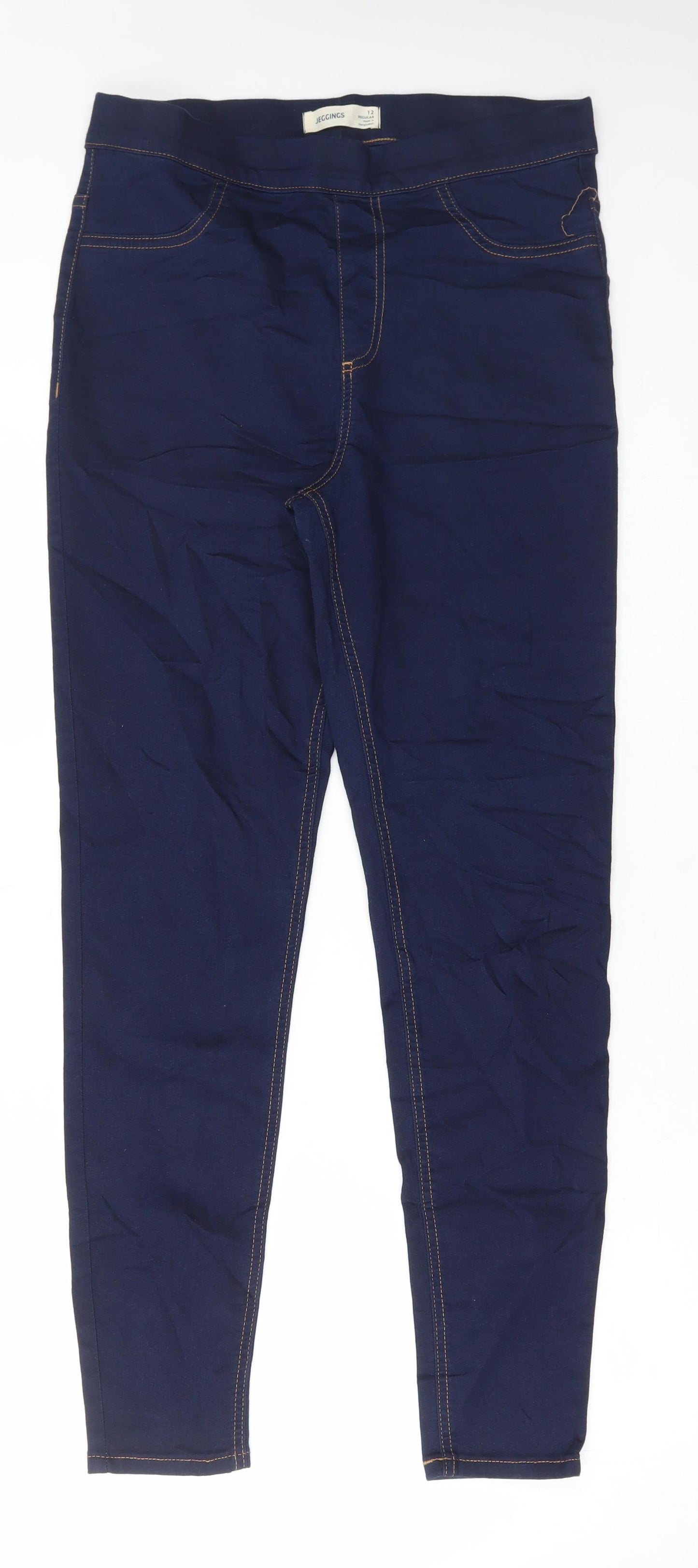 Marks and Spencer Womens Blue Cotton Jegging Jeans Size 12 L29 in Regular Button