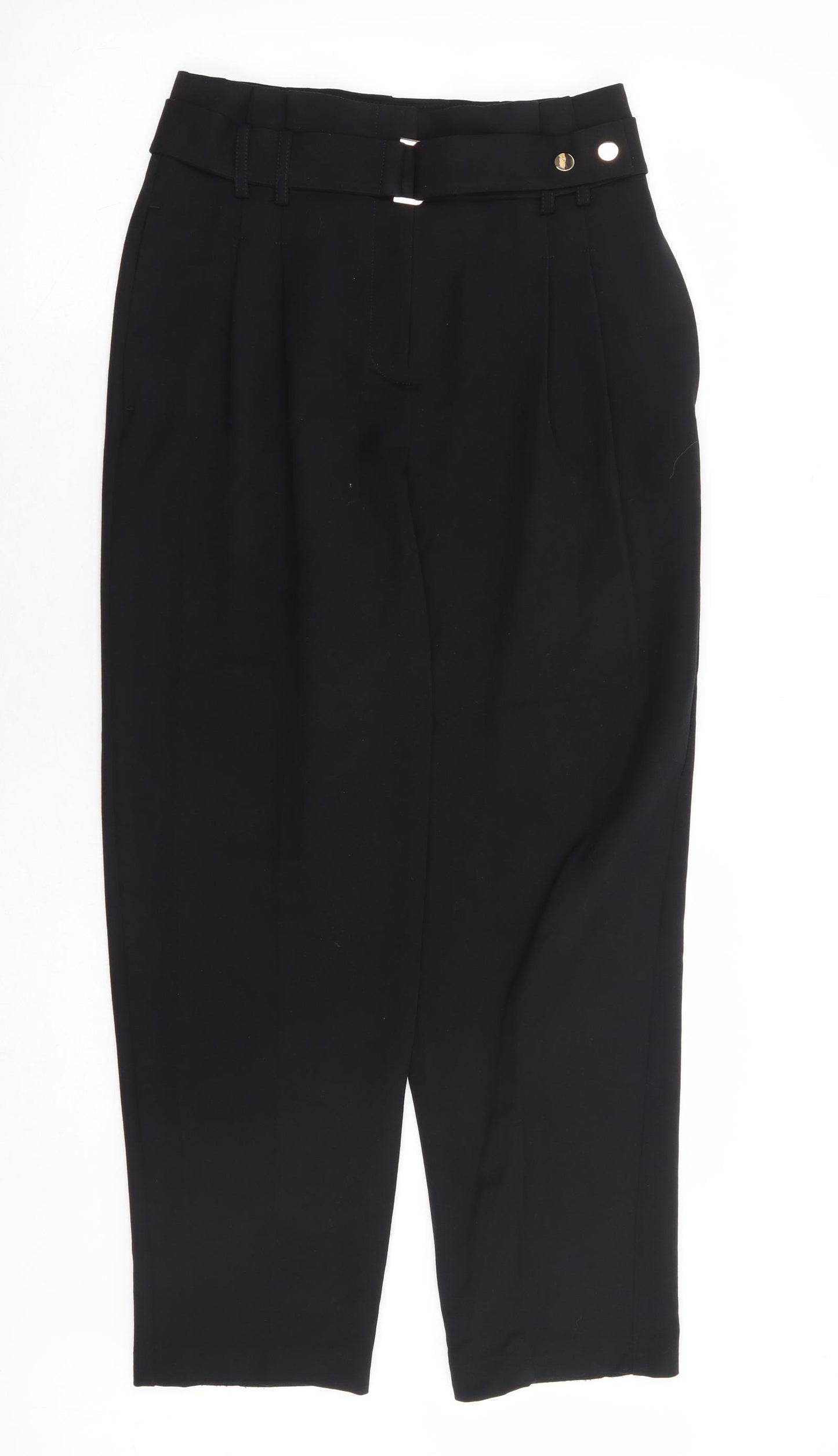 Primark Womens Black Polyester Trousers Size 10 L27 in Regular Zip
