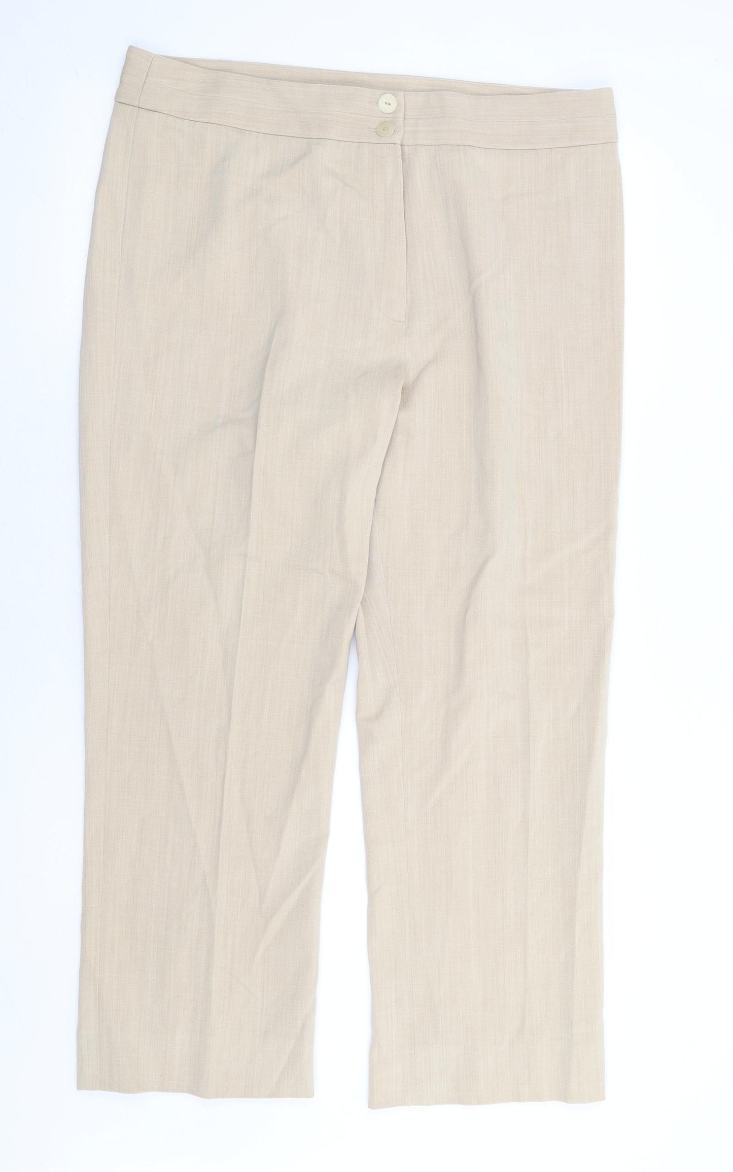 CC Womens Beige Polyester Trousers Size 16 L27 in Regular Zip