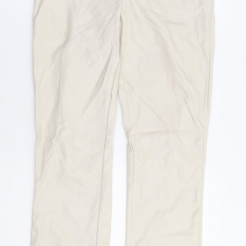 Divided by H&M Womens Beige Polyurethane Trousers Size 12 L30 in Regular - Leather Look