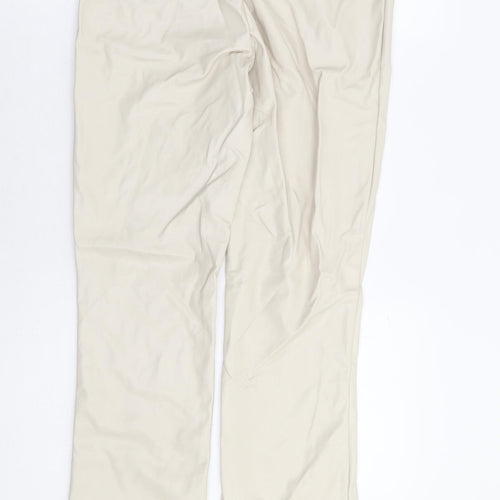 Divided by H&M Womens Beige Polyurethane Trousers Size 12 L30 in Regular - Leather Look