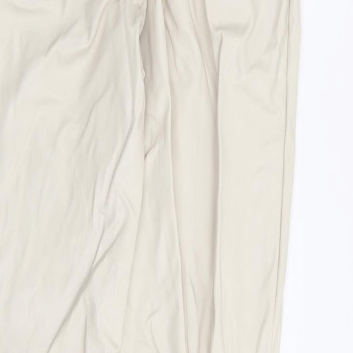 Divided by H&M Womens Beige Polyurethane Trousers Size 12 L30 in Regular - Leather Look