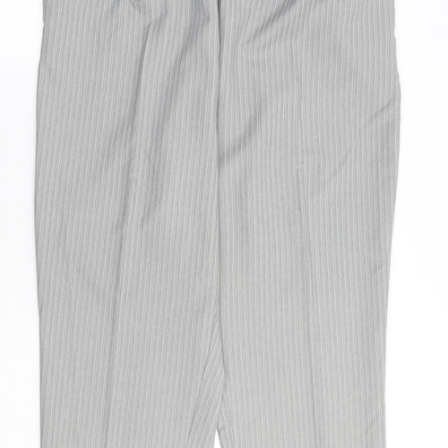 Bonmarché Womens Grey Striped Polyester Trousers Size 22 L27 in Regular