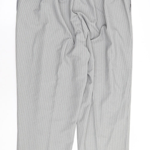 Bonmarché Womens Grey Striped Polyester Trousers Size 22 L27 in Regular