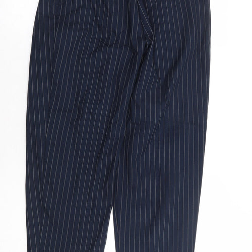 Monkl Womens Blue Striped Polyester Trousers Size 10 L28 in Regular Zip