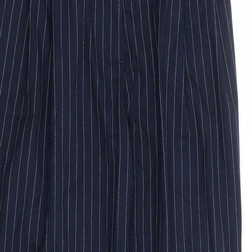 Monkl Womens Blue Striped Polyester Trousers Size 10 L28 in Regular Zip