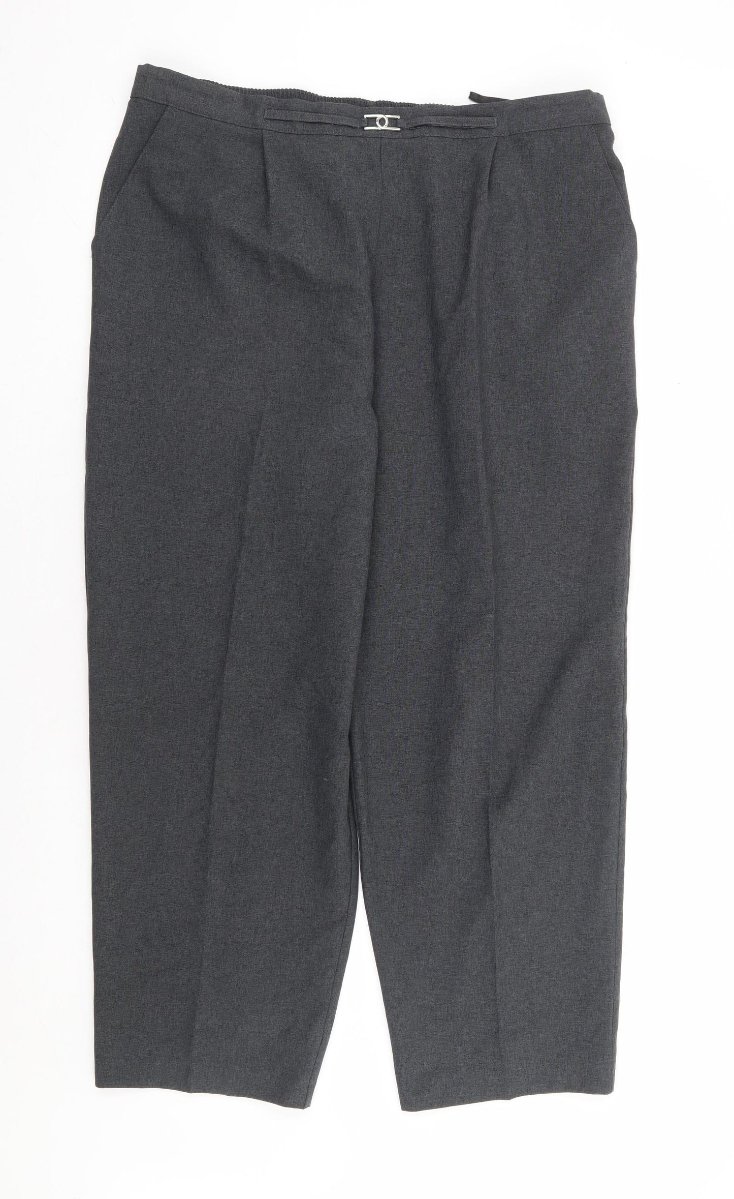 Mia Moda Womens Grey Polyester Trousers Size 20 L27 in Regular
