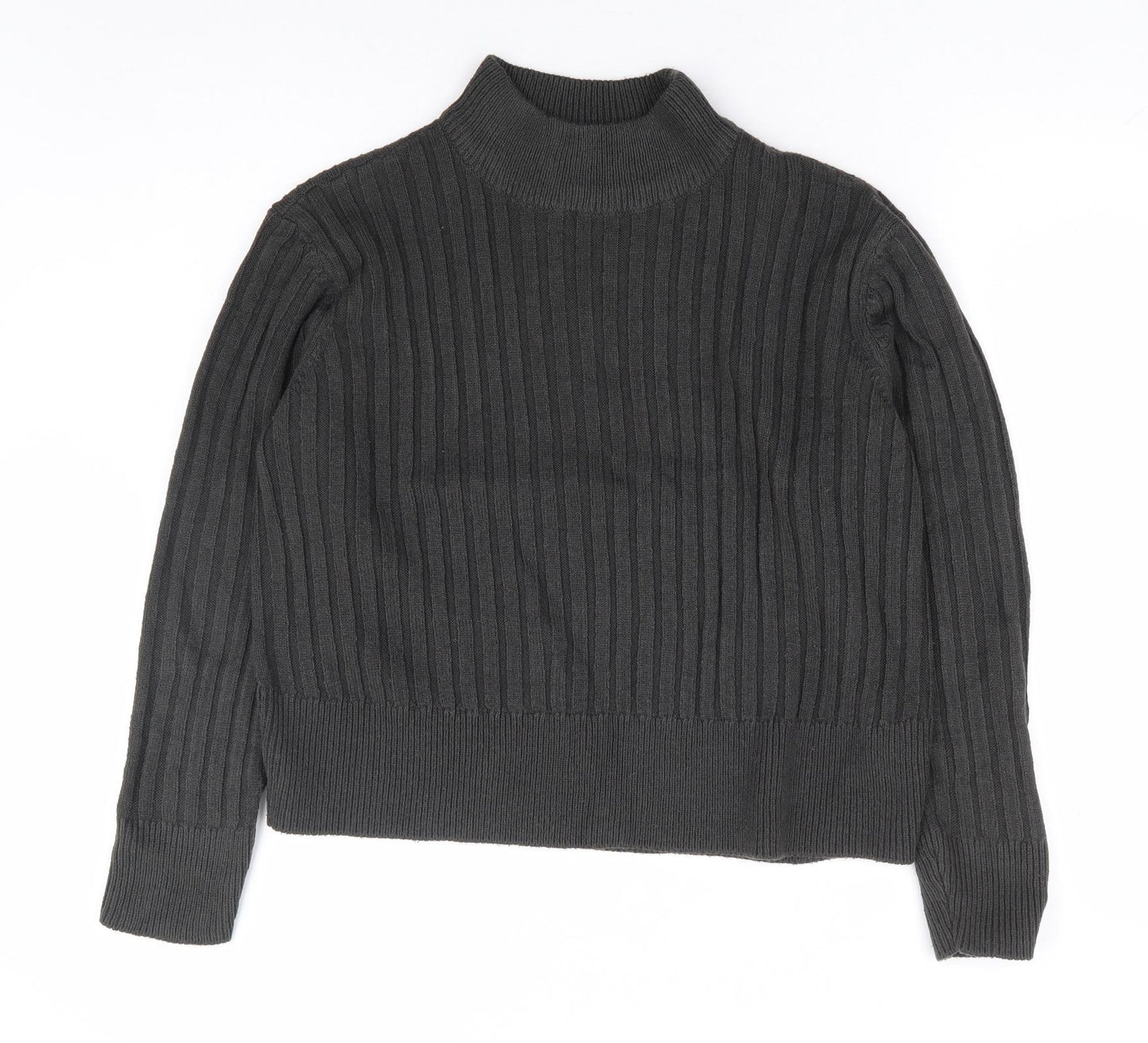 Wednesday's Girl Womens Grey Mock Neck Acrylic Pullover Jumper Size S - Ribbed