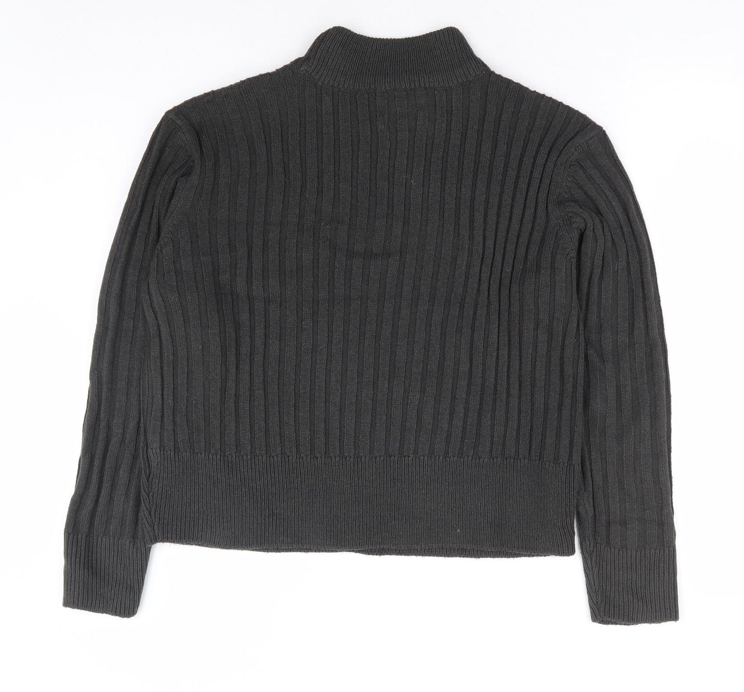 Wednesday's Girl Womens Grey Mock Neck Acrylic Pullover Jumper Size S - Ribbed