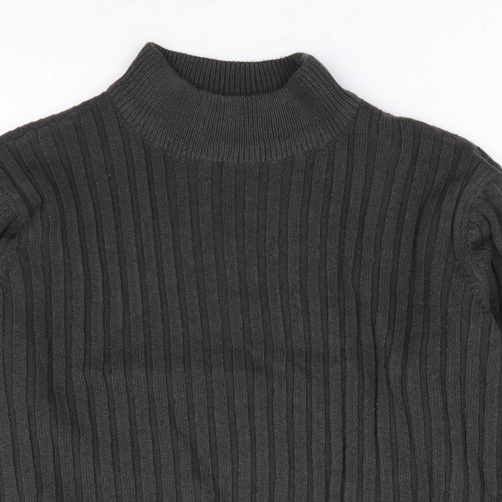Wednesday's Girl Womens Grey Mock Neck Acrylic Pullover Jumper Size S - Ribbed