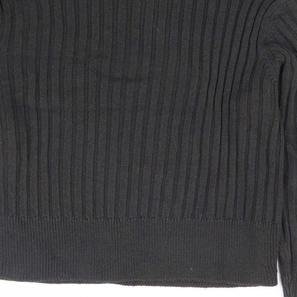 Wednesday's Girl Womens Grey Mock Neck Acrylic Pullover Jumper Size S - Ribbed