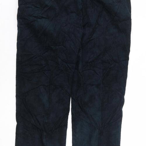 Marks and Spencer Mens Green Cotton Trousers Size 34 in L31 in Regular Zip