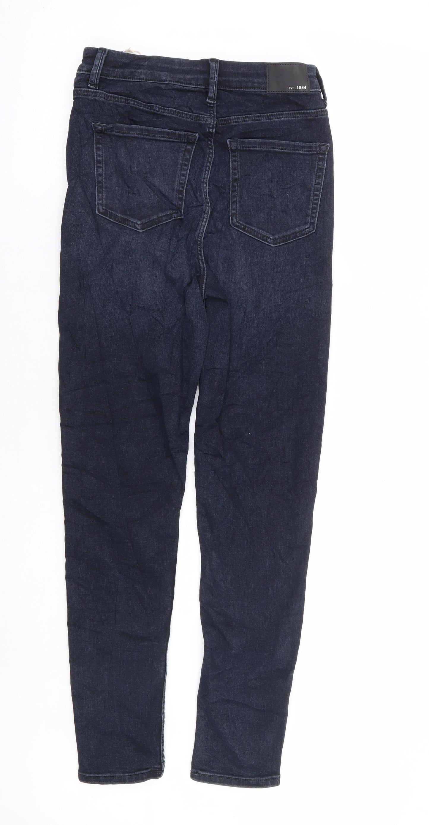 Marks and Spencer Womens Blue Cotton Skinny Jeans Size 8 L28 in Regular Zip - Supersoft