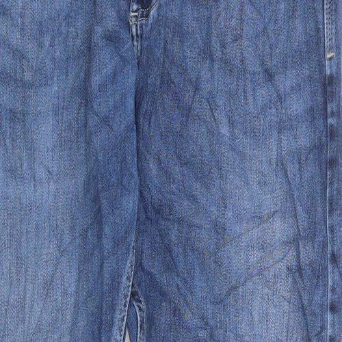 Marks and Spencer Mens Blue Cotton Straight Jeans Size 34 in L31 in Regular Zip
