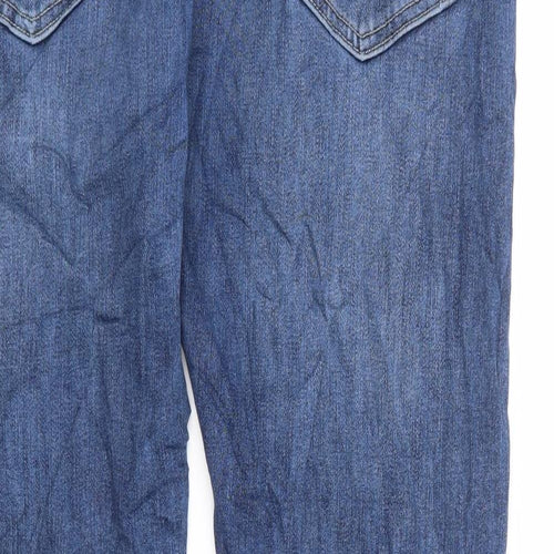 Marks and Spencer Mens Blue Cotton Straight Jeans Size 34 in L31 in Regular Zip