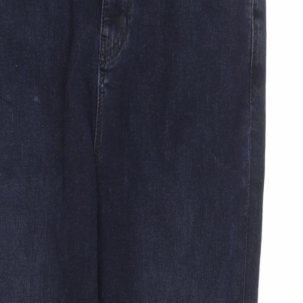 Marks and Spencer Womens Blue Cotton Skinny Jeans Size 14 L26 in Regular Zip - Supersoft Short Length
