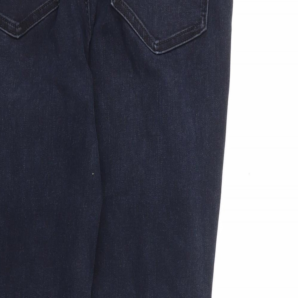 Marks and Spencer Womens Blue Cotton Skinny Jeans Size 14 L26 in Regular Zip - Supersoft Short Length