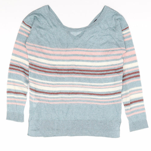 Promod Womens Multicoloured Boat Neck Striped Viscose Pullover Jumper Size S