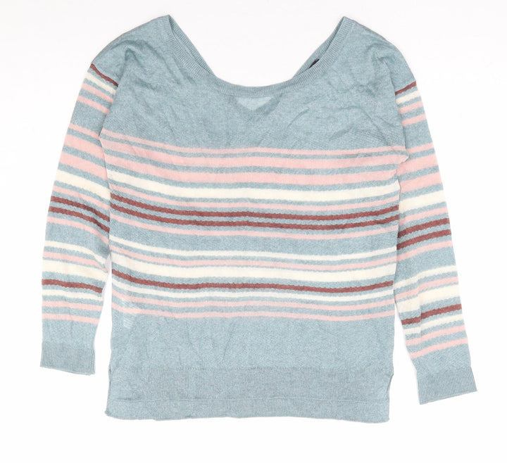 Promod Womens Multicoloured Boat Neck Striped Viscose Pullover Jumper Size S