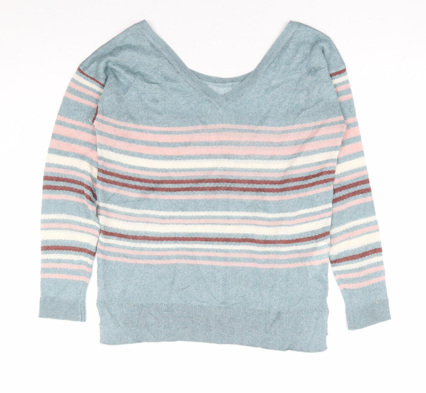 Promod Womens Multicoloured Boat Neck Striped Viscose Pullover Jumper Size S