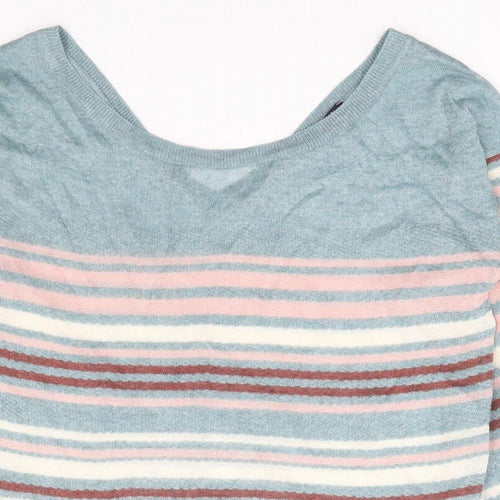 Promod Womens Multicoloured Boat Neck Striped Viscose Pullover Jumper Size S