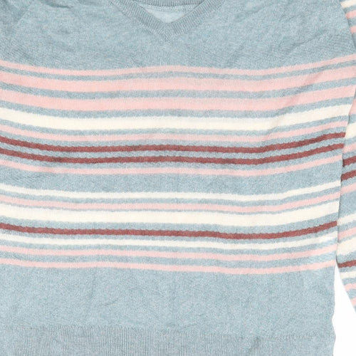 Promod Womens Multicoloured Boat Neck Striped Viscose Pullover Jumper Size S