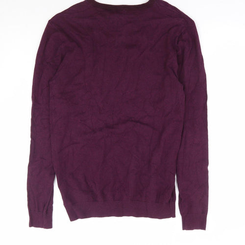 F&F Mens Purple Round Neck Cotton Pullover Jumper Size S