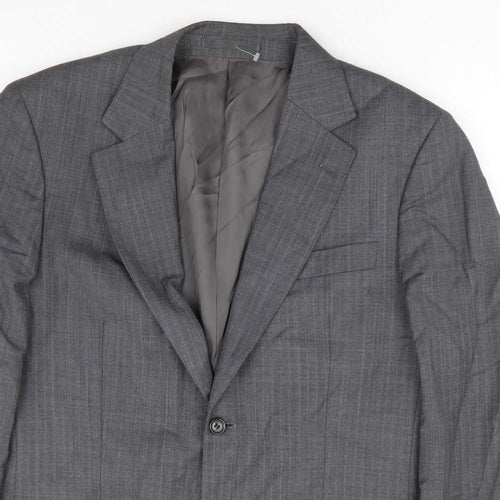 Brook Tavener Mens Grey Polyester Jacket Suit Jacket Size 40