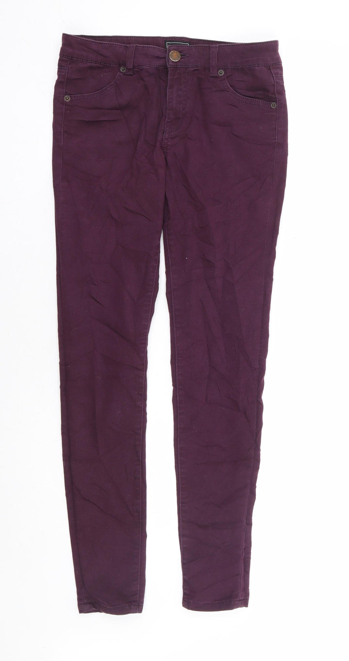 Warehouse Womens Purple Cotton Skinny Jeans Size 12 L29 in Regular Zip
