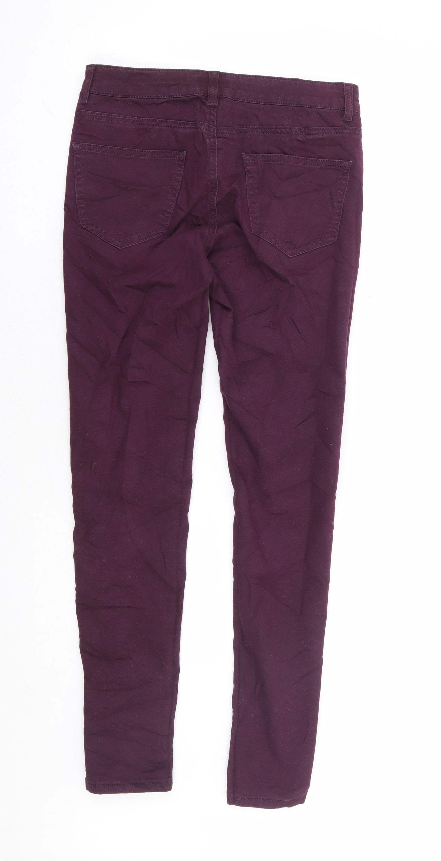 Warehouse Womens Purple Cotton Skinny Jeans Size 12 L29 in Regular Zip