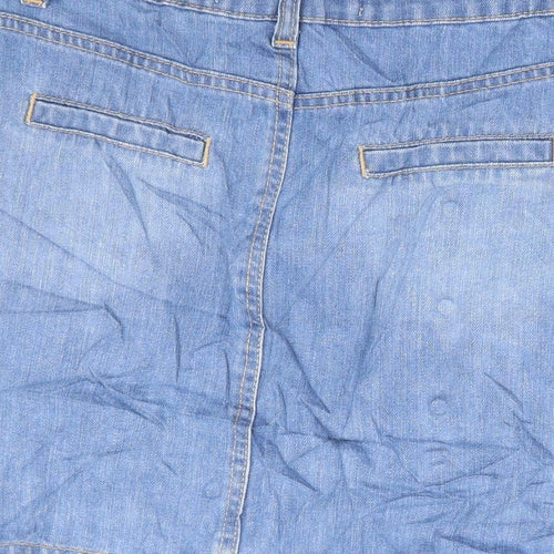 New Womens Blue Cotton Mini Skirt Size 10 Button