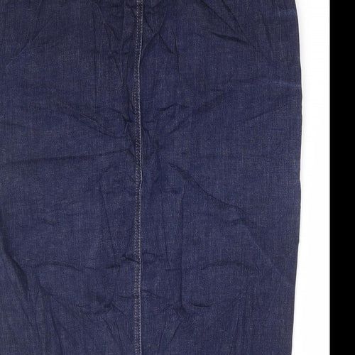 NEXT Womens Blue Cotton Straight & Pencil Skirt Size 14 Zip