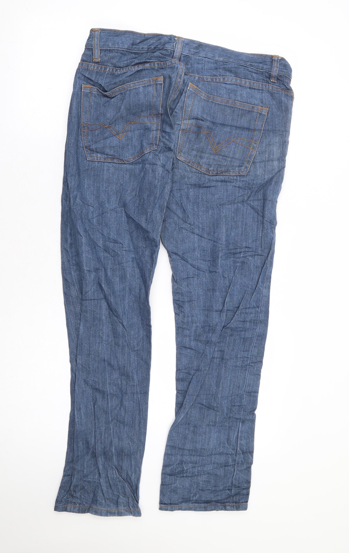 Topman Mens Blue Cotton Skinny Jeans Size 32 in L29 in Regular Button - Short Length