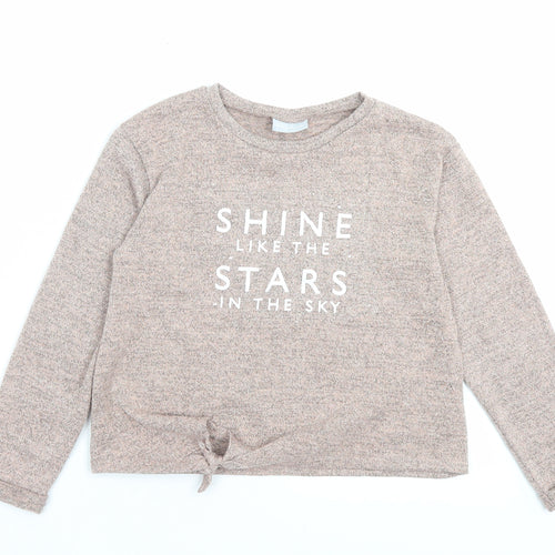 Matalan Girls Pink Polyester Basic Casual Size 9 Years Crew Neck Pullover - Shine Like The Stars In The Sky