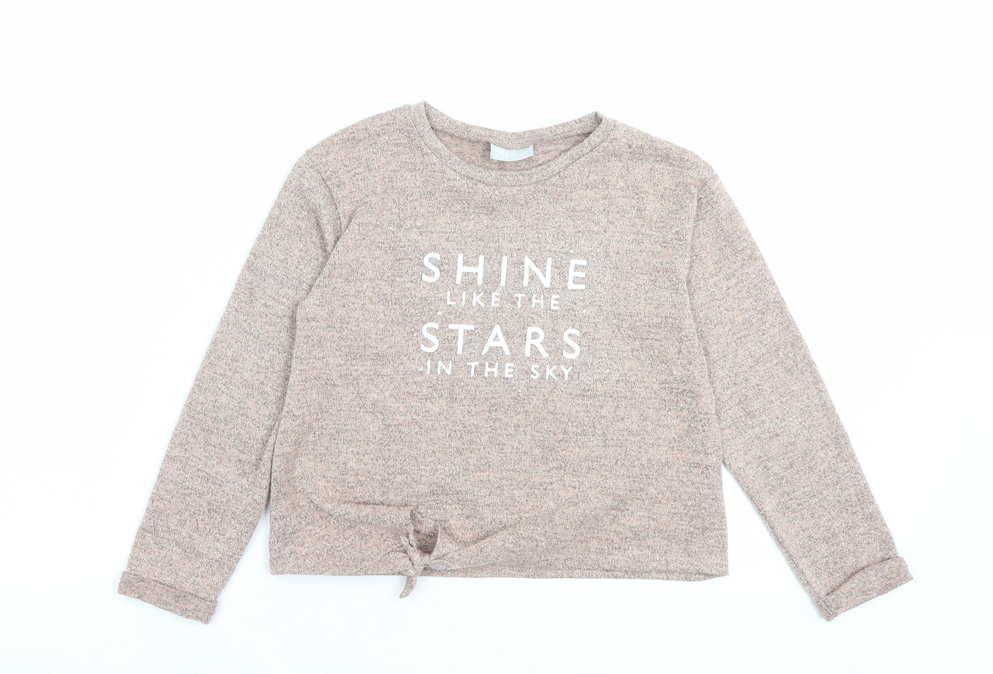 Matalan Girls Pink Polyester Basic Casual Size 9 Years Crew Neck Pullover - Shine Like The Stars In The Sky