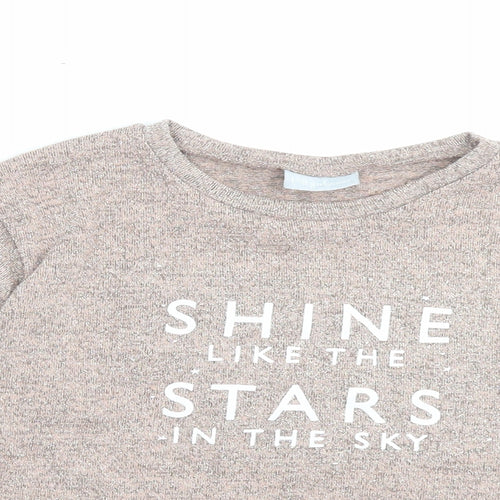 Matalan Girls Pink Polyester Basic Casual Size 9 Years Crew Neck Pullover - Shine Like The Stars In The Sky