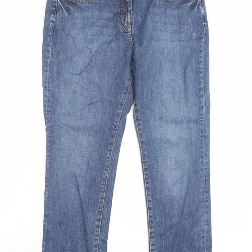 Boden Womens Blue Cotton Straight Jeans Size 12 L26 in Regular Button
