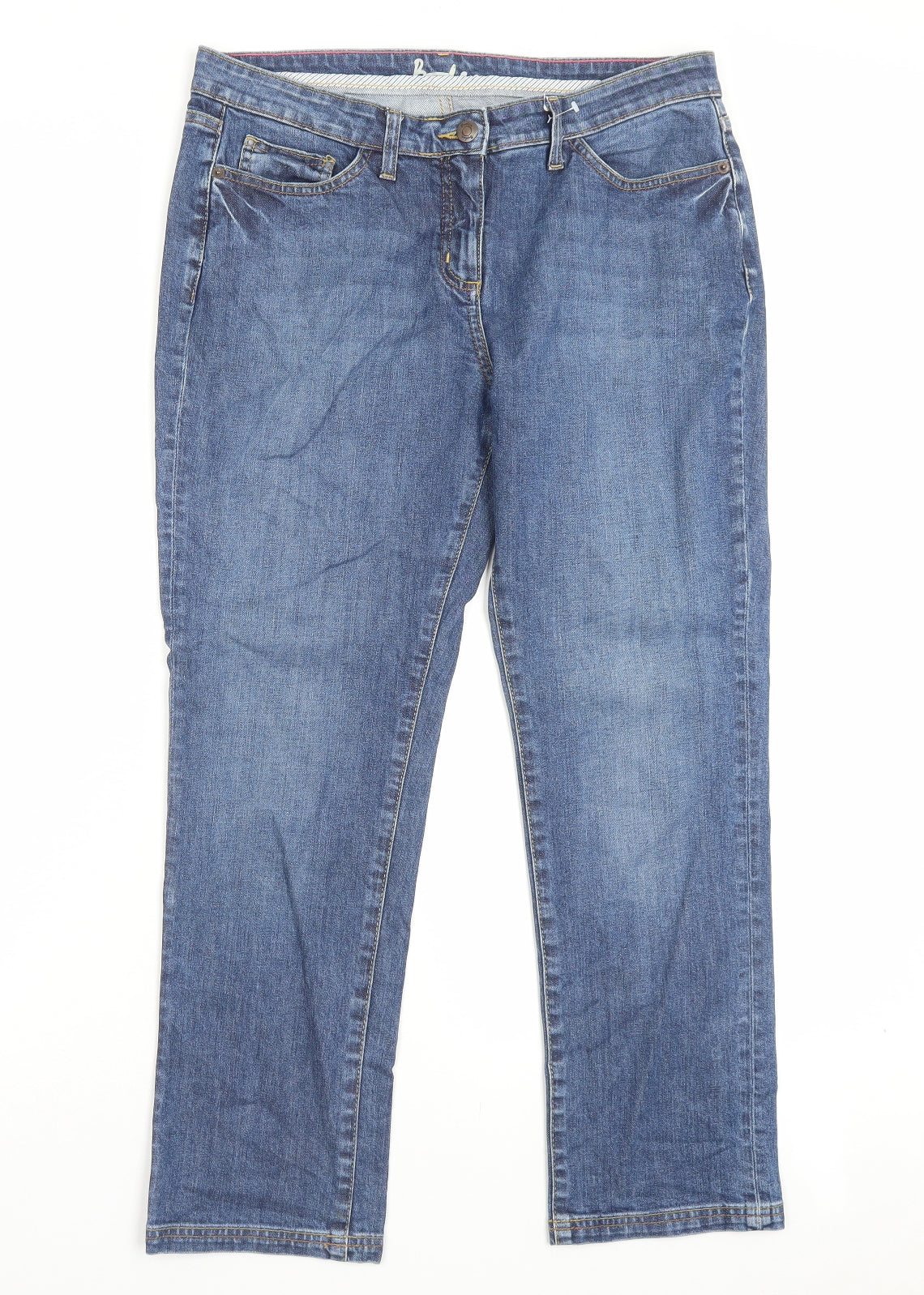 Boden Womens Blue Cotton Straight Jeans Size 12 L26 in Regular Button