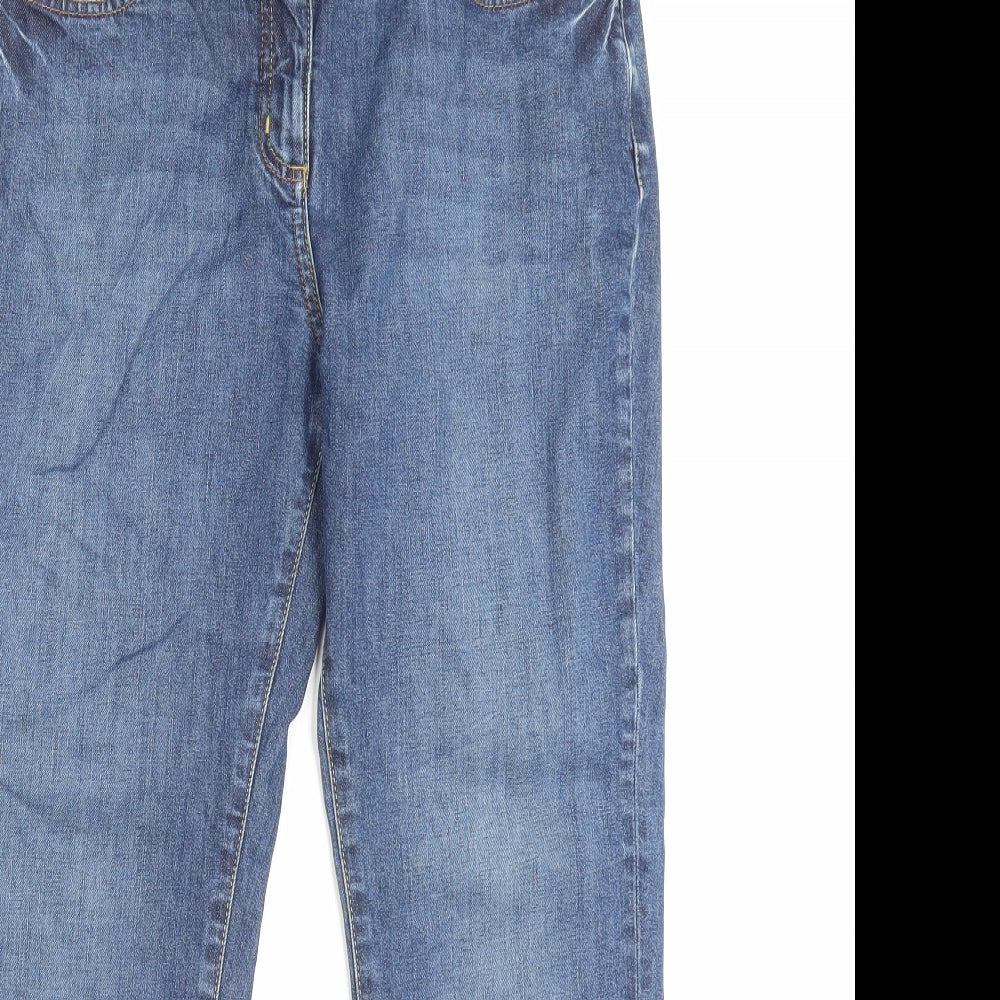 Boden Womens Blue Cotton Straight Jeans Size 12 L26 in Regular Button