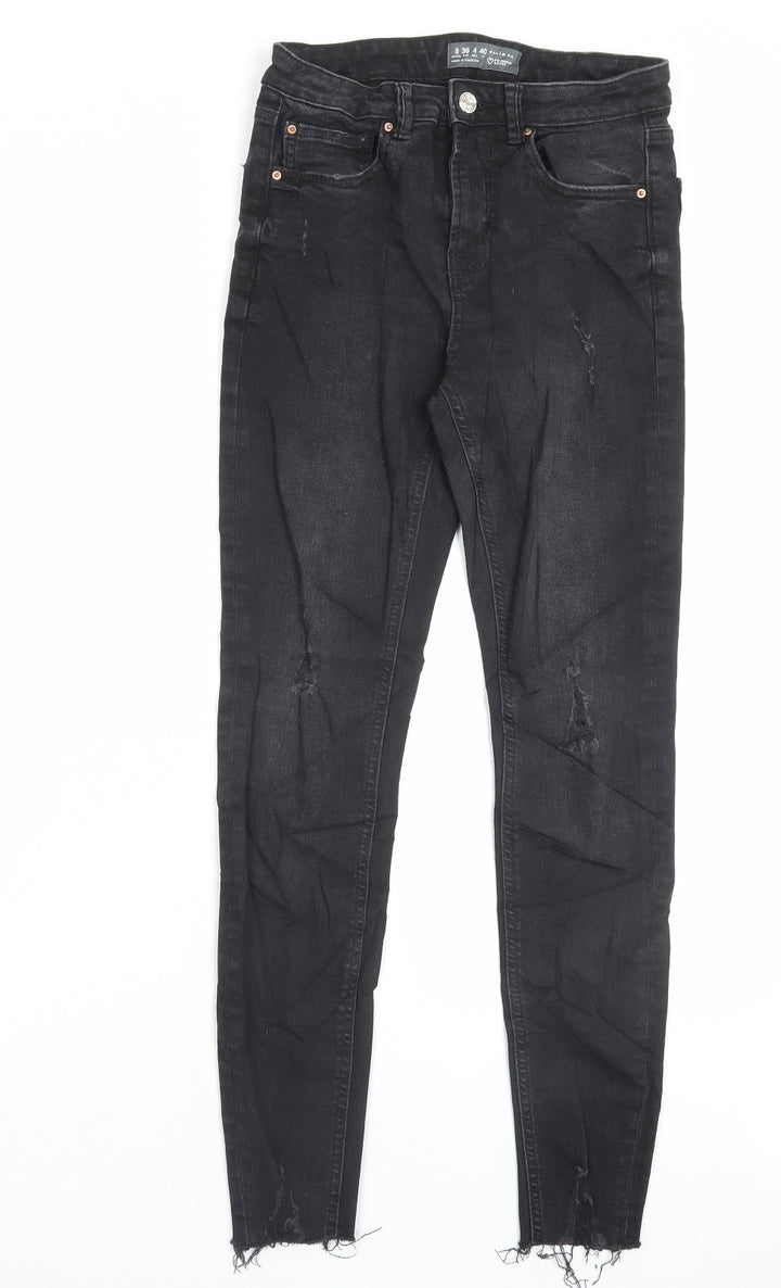 Denim & Co. Womens Black Cotton Skinny Jeans Size 8 L28 in Regular Button
