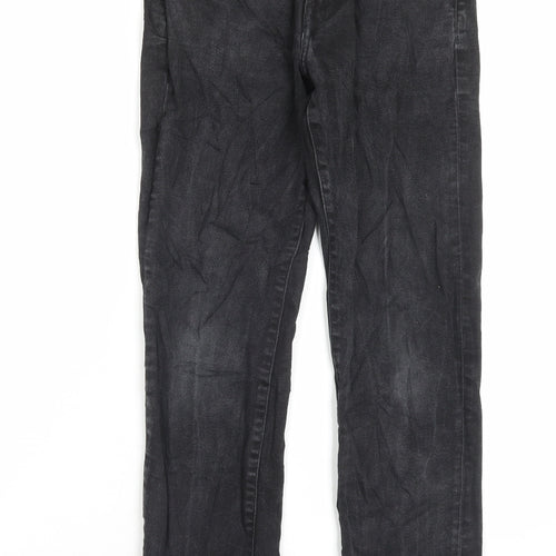 H&M Mens Black Cotton Straight Jeans Size 28 in L32 in Regular Button