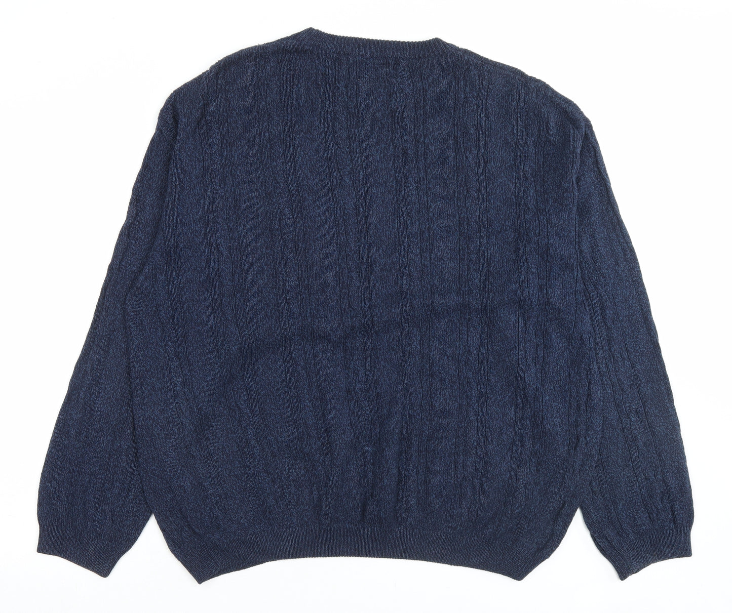 James Cowan Mens Blue Crew Neck Cotton Pullover Jumper Size L