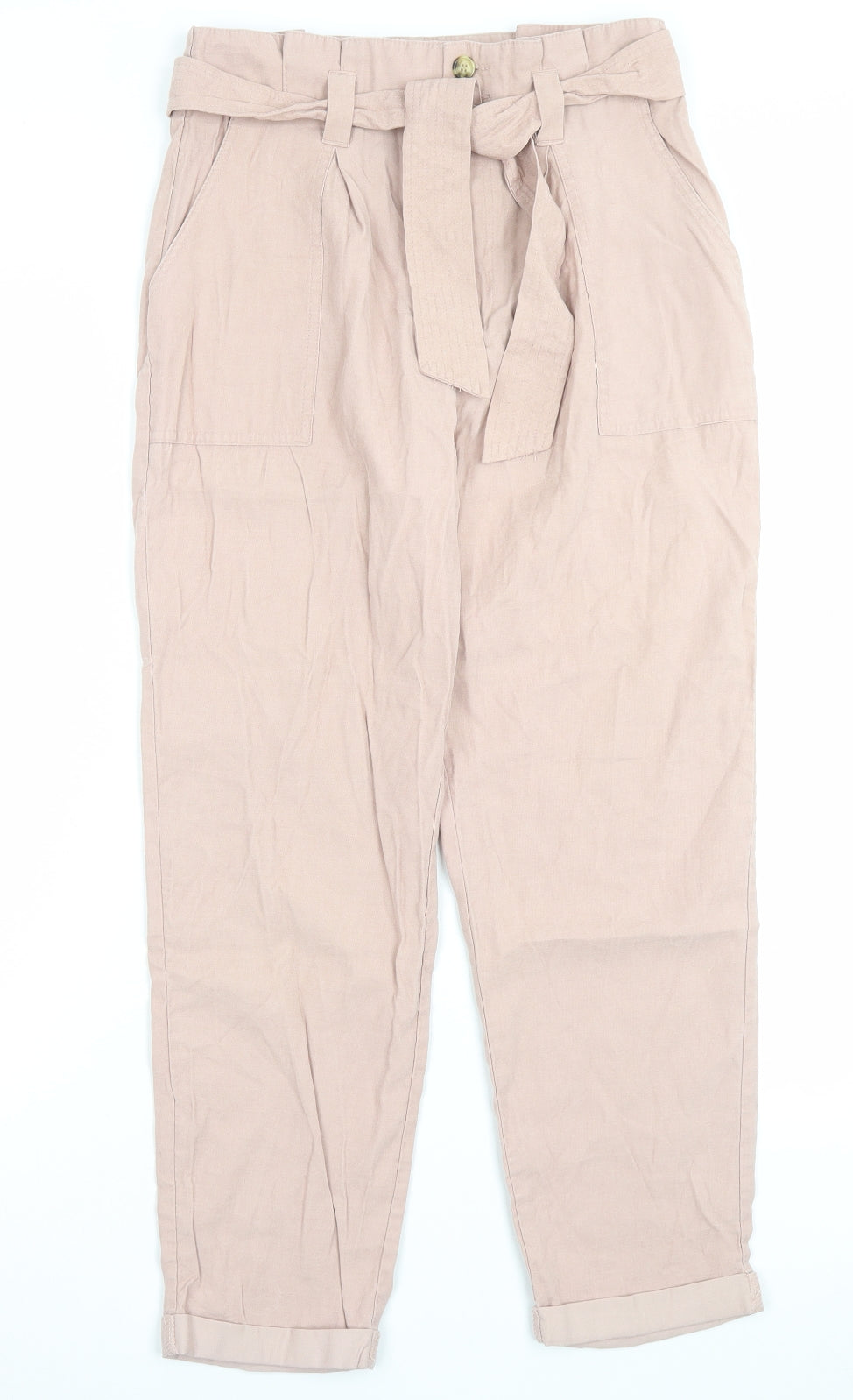 Miss Selfridge Womens Pink Viscose Trousers Size 10 L26 in Regular Button