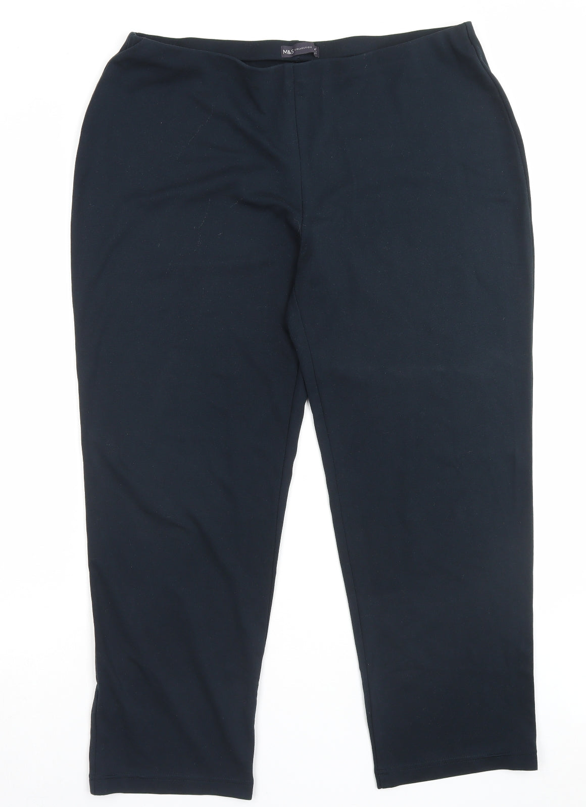 Marks and Spencer Womens Blue Viscose Trousers Size 18 L27 in Regular