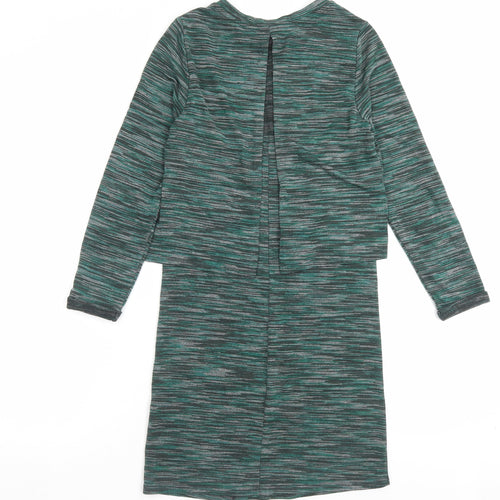 Topshop Womens Green Viscose Jumper Dress Size 6 Crew Neck Pullover
