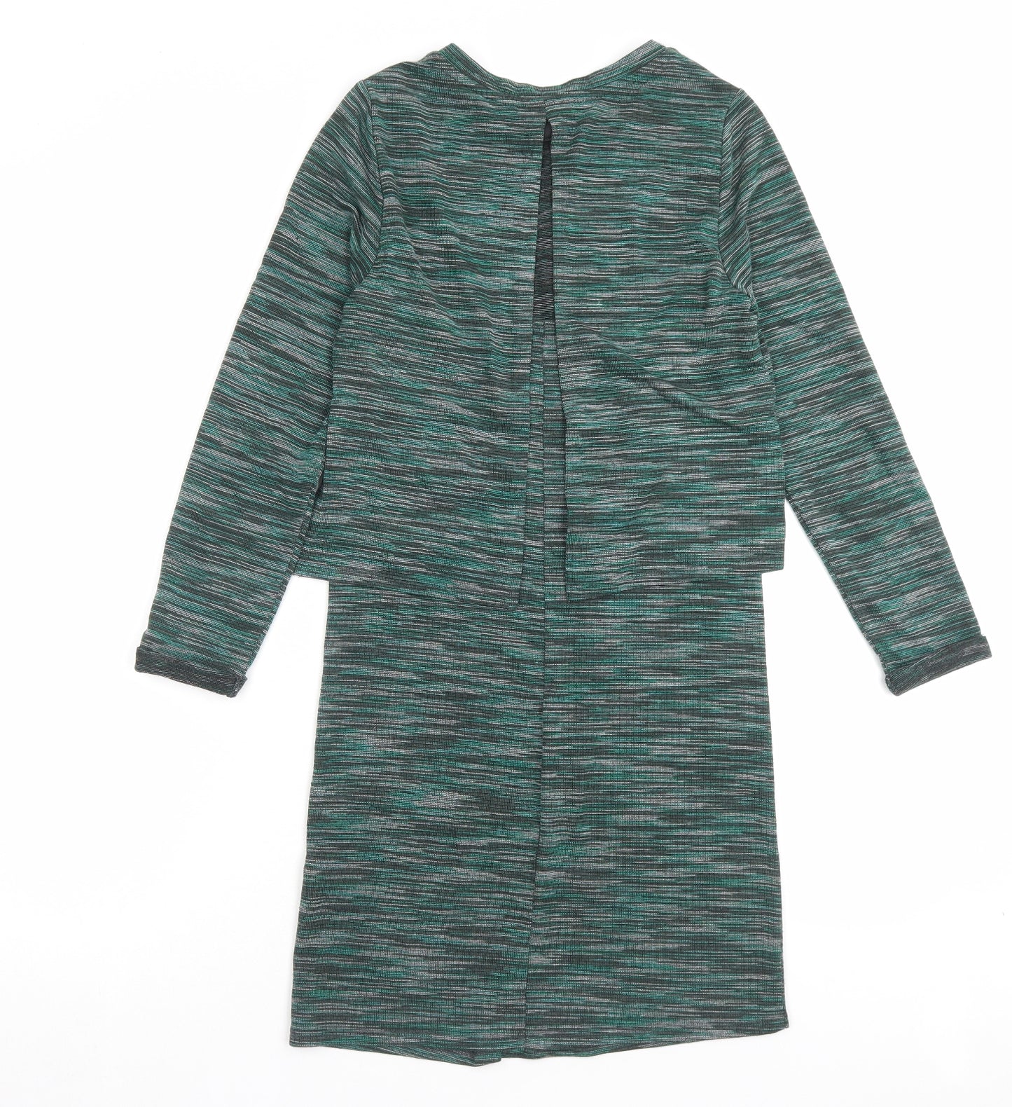 Topshop Womens Green Viscose Jumper Dress Size 6 Crew Neck Pullover