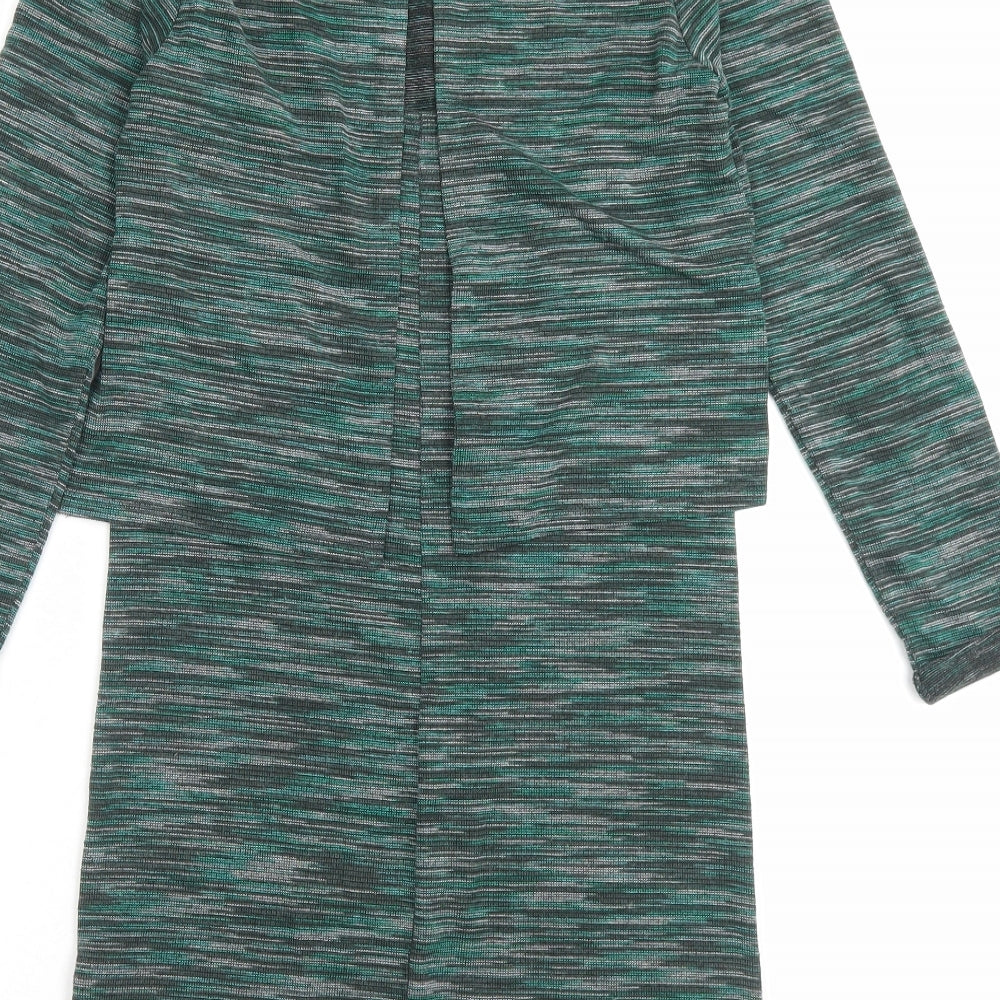 Topshop Womens Green Viscose Jumper Dress Size 6 Crew Neck Pullover